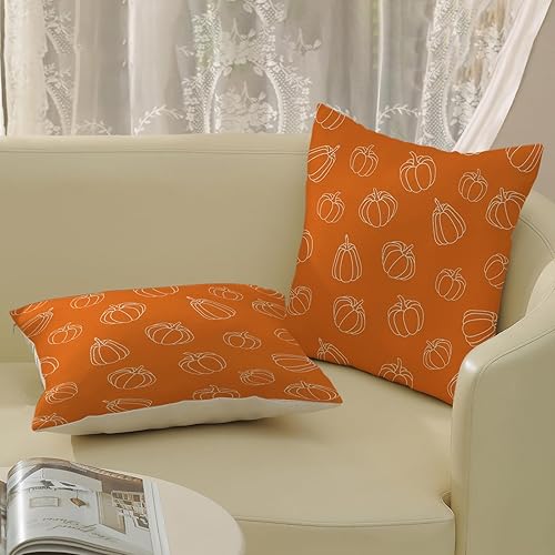 Miniatura 7 de Fundas de almohada de otoño de 18 x 18 pulgadas, paquete de 2 fundas de almohada de calabaza naranja quemada, decoración de otoño de Acción de
