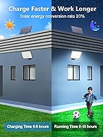 Vista 4 de 400 luces solares LED para exteriores, luces solares impermeables IP67 con cable de 16.4 pies, 3 modos y sensor de movimiento de control remoto, luz