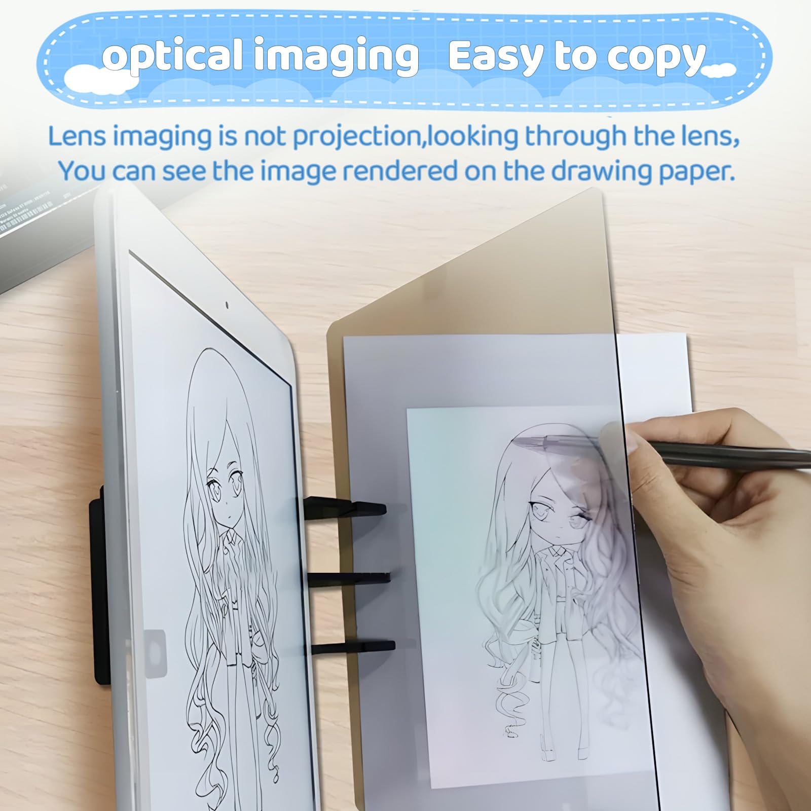 Tavolo da Disegno Ottico, Proiettore da Disegno Ottico, Blocco da Disegno Luminoso, Tavolo da Disegno Ottico per Telefono e Tablet, per Bambini, Principianti, Artisti