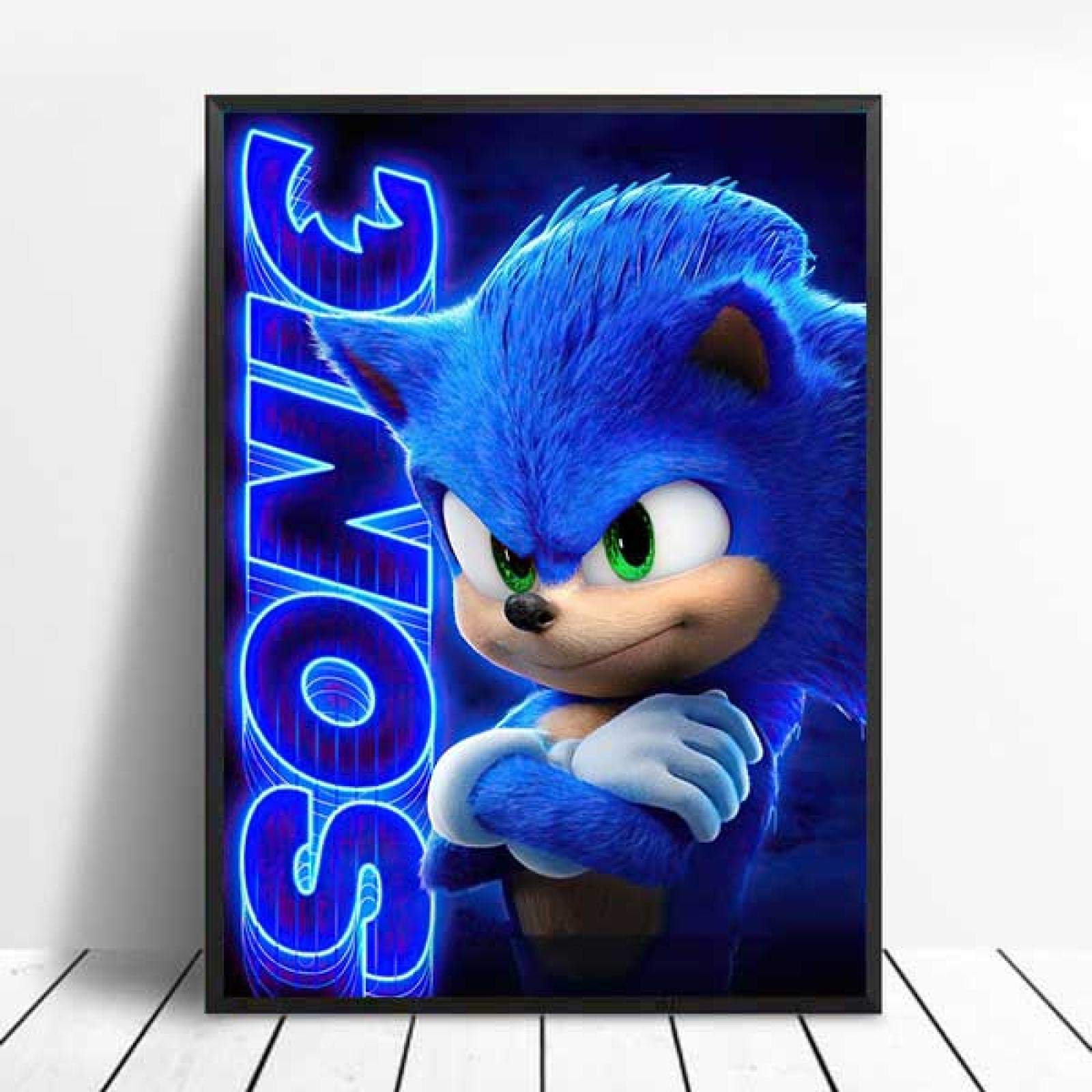 Sonic Poster Blue Flash Graffiti Wall Picture Canvas Painting