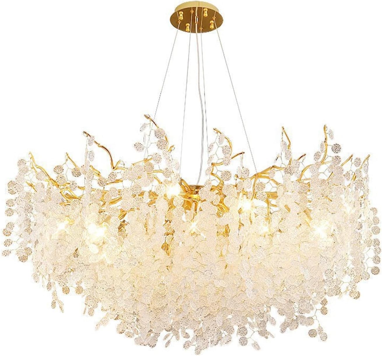 Lámparas de araña modernas de Cristal Dorado, lujosas, con Forma de rama de árbol del Dinero, lámparas colgantes redondas para techo, ideales para comedor, dormitorio y sala de Estar.