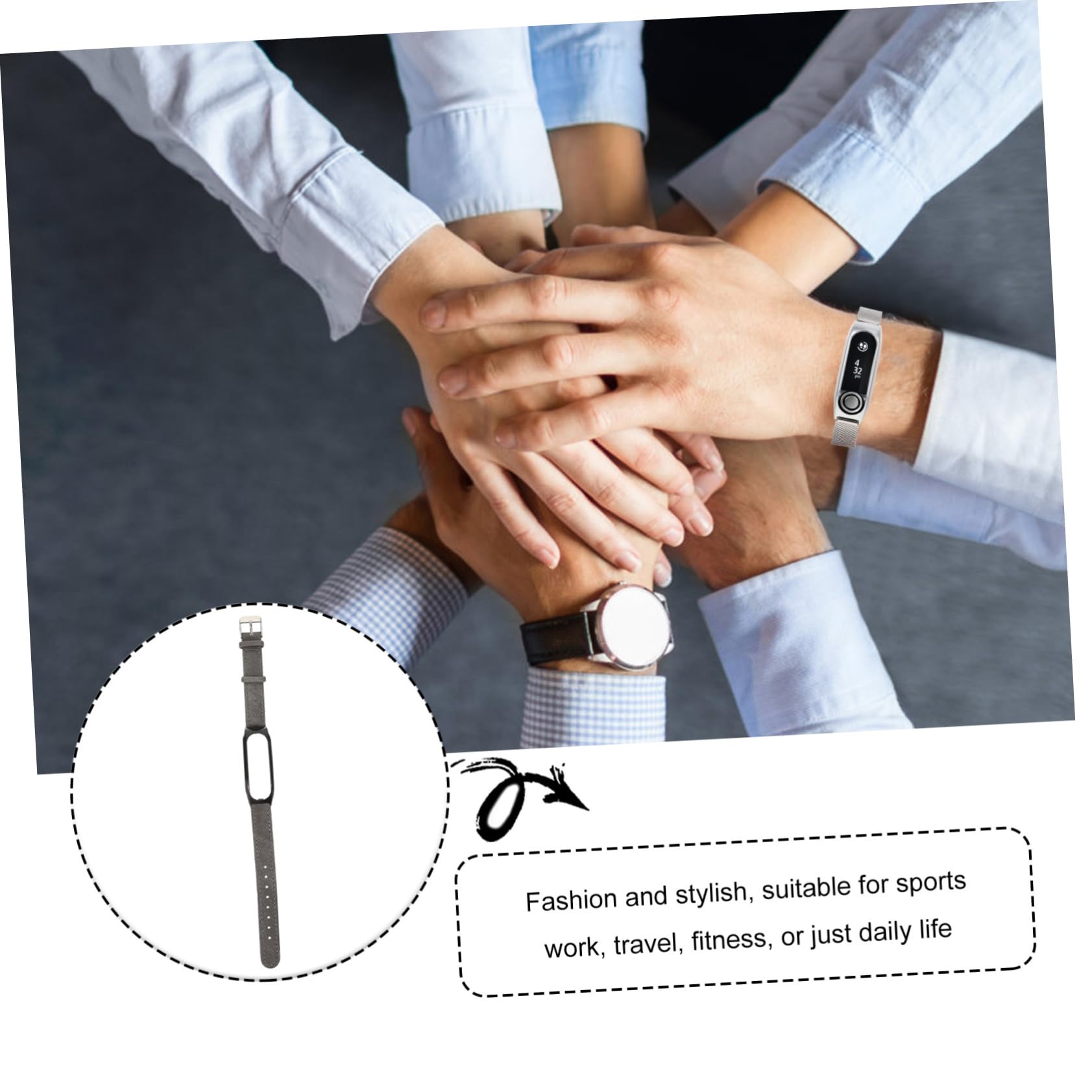 Hemobllo 3 Pcs Mens Decor Pattern Black Leather Para Watch Compatible With Tomtom Bands Wrist Replacement Strap Band Compatible With Touch Inteligente Fabric Gray Compatible For Touch