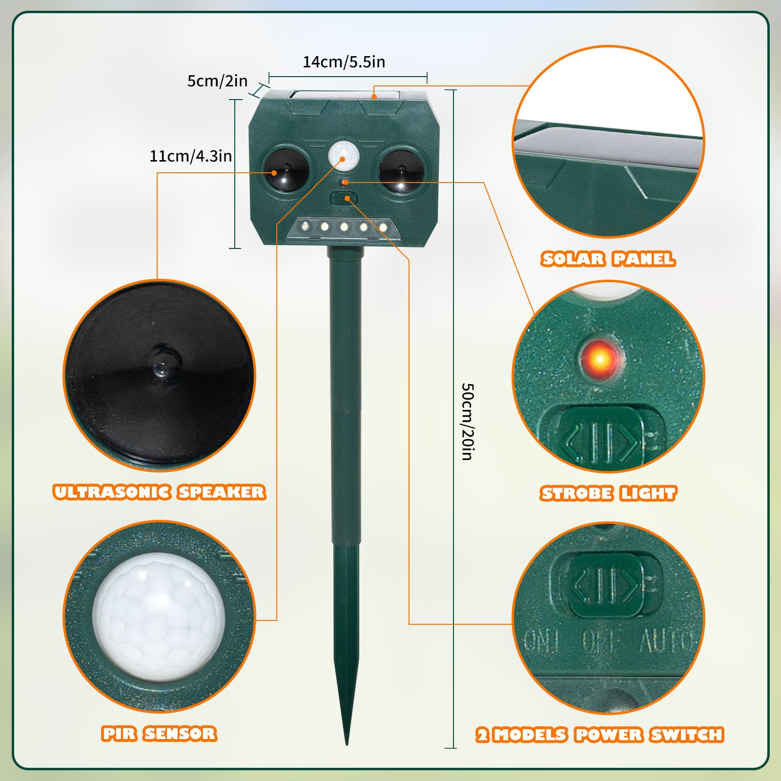 RAYGARD 2 Pack Cat Repellent for Gardens UK Ultrasonic Fox Deterrent Solar with Motion Sensor and LED Light - Image 3
