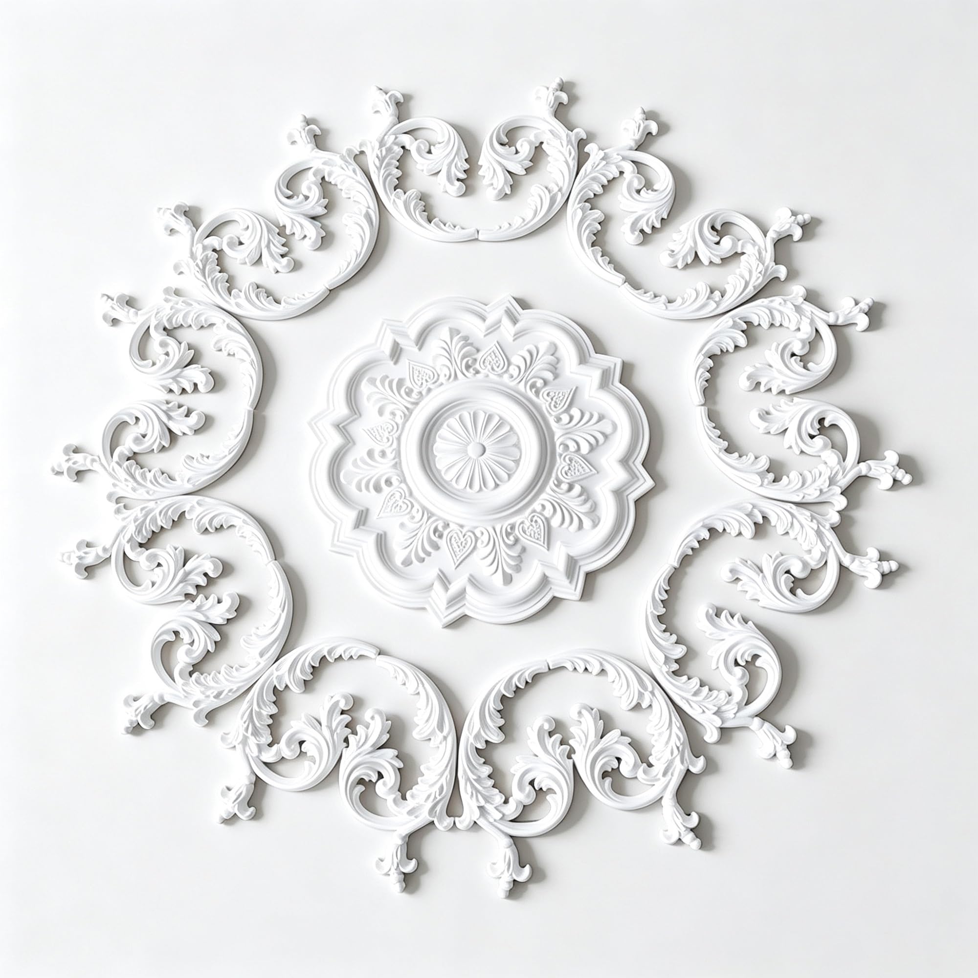 125cm Rosone Lampadario Soffitto Bianco Polistirolo Decorativo | Medaglione del Ventilatore Rotonda Moderno per Pareti Portalampada