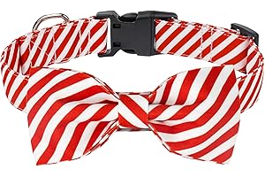 Cute Adjustable Dog Collar for Small Medium Large Dogs Christmas Bowtie Collar