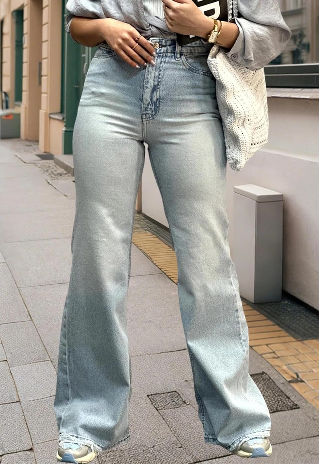 Women's Flare High Waisted Bell Bottom Wide Leg Jeans Stretch Classic Denim Pants - Image 4