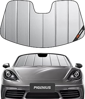 Windshield Sun Shade for Porsche 718 Box-Ster,2017-2025,Thick Front Windshield Sunshade,6 Layers Sun Shield,Accordion Fold
