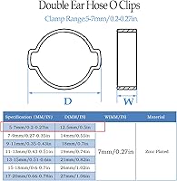 Vista 3 de 20 clips de manguera de oreja ajustables de 0.27 a 0.27 pulgadas, abrazadera de manguera de dos orejas, abrazaderas de manguera de doble oreja