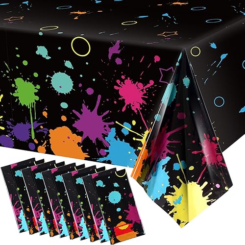 Fundas de mesa para fiestas, manteles de plástico neón desechables de 108 x 54 pulgadas, manteles de neón brillantes para decoración de fiesta de