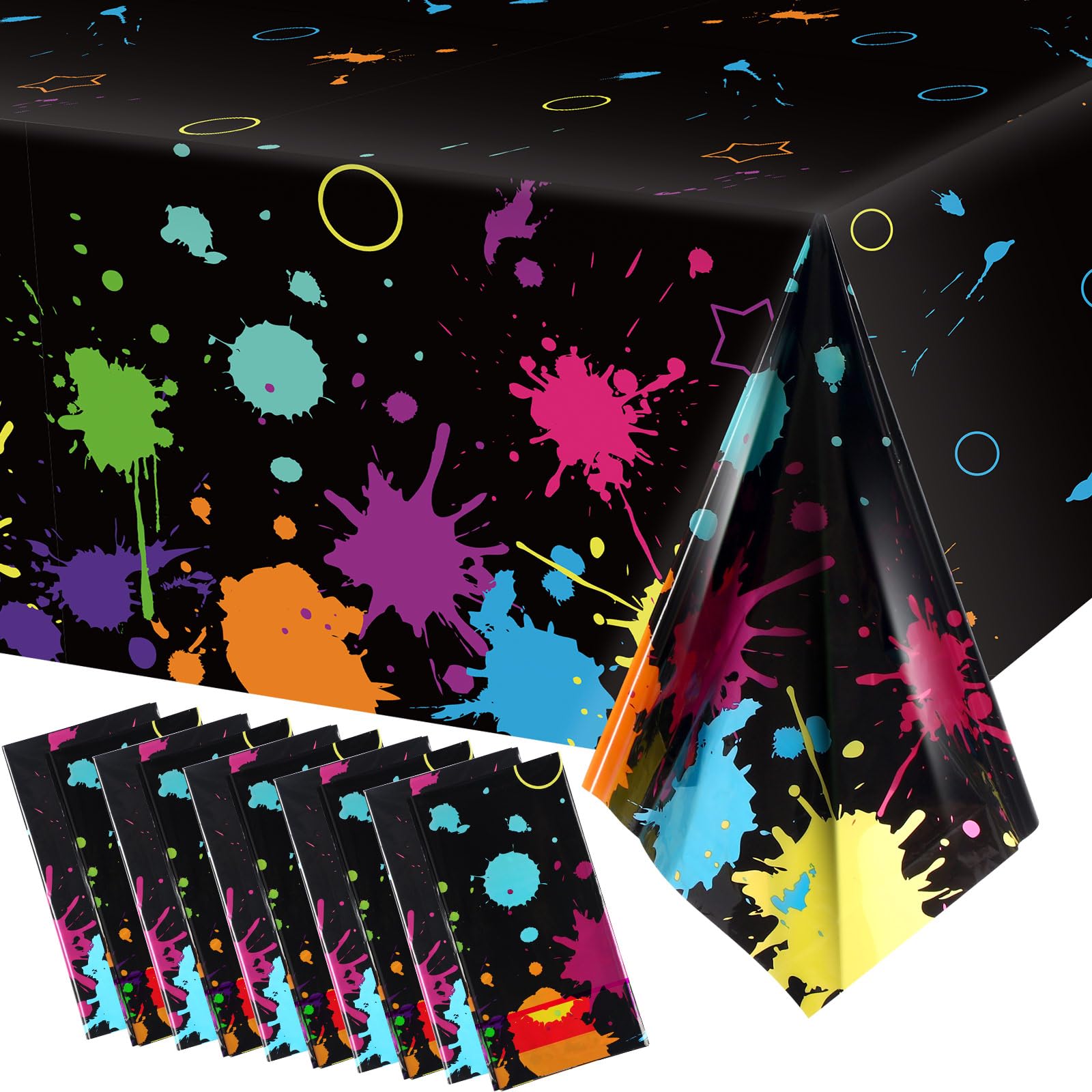 Glow Party Table Covers Neon Plastic Tablecloths 108 x 54 Inch Disposable Neon Glow Table Cloths for Black Light Birthday Party Supplies Decorations(