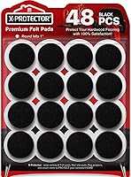 X-Protector Felt Furniture Pads 48-Pack 1" Black - Premium Floor Protectors Prevent Scratches & Noise on Hardwood, Laminate, Tile