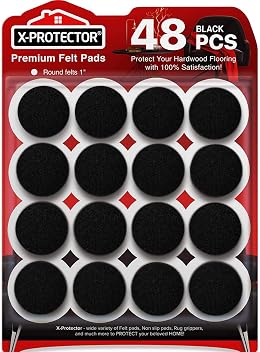 Felt Furniture Pads X-Protector - 48 PCS 1" - Premium Felt Pads Floor Protectors - Furniture Feet Wood Floors Protectors - Prevent Scratches, Annoying Noise & Protect Your Hard Surfaces! (Black)