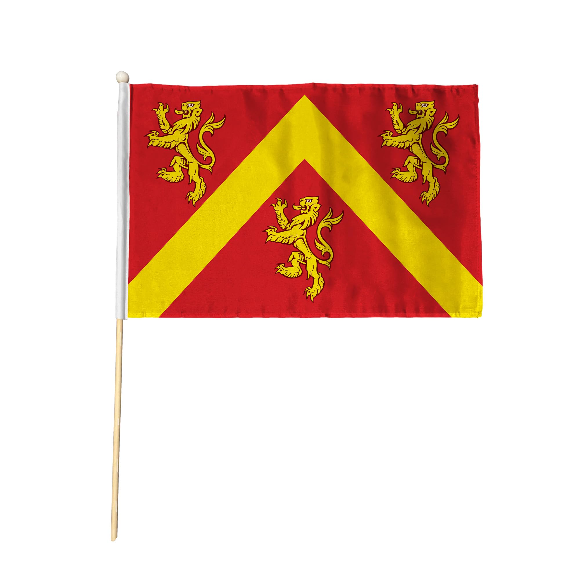 Flagtex Anglesey Pack of 12 Hand Waving Flag (9x6 Inch) - Premium Wooden Stick Hand Flag 9x6 Inch Natural Wood Pole Welsh County Flag Events Parades Celebrations