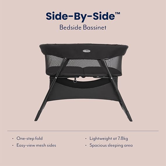 Graco Side-by-Side Bedside Bassinet/Crib Keeping Baby Close to You, Folds Down Small, Night Sky Fashion