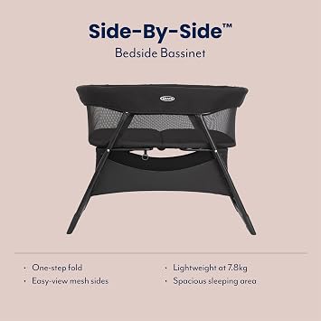 Graco Side-by-Side Bedside Bassinet/Crib Keeping Baby Close to You, Folds Down Small, Night Sky Fashion