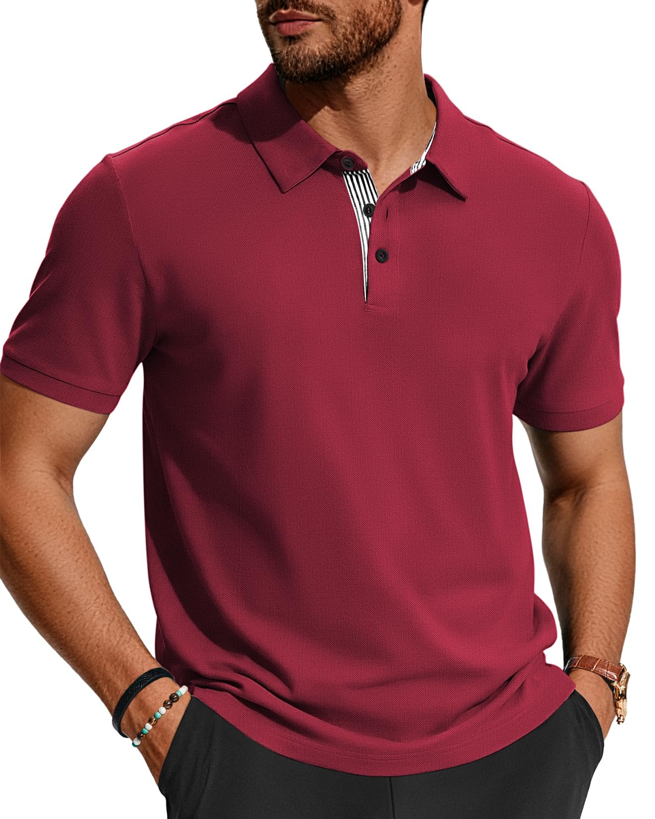 Herren Poloshirts-Business Kurzarm Polo Shirts 100% Baumwolle Sommer Freizeit T-Shirt Klassisches