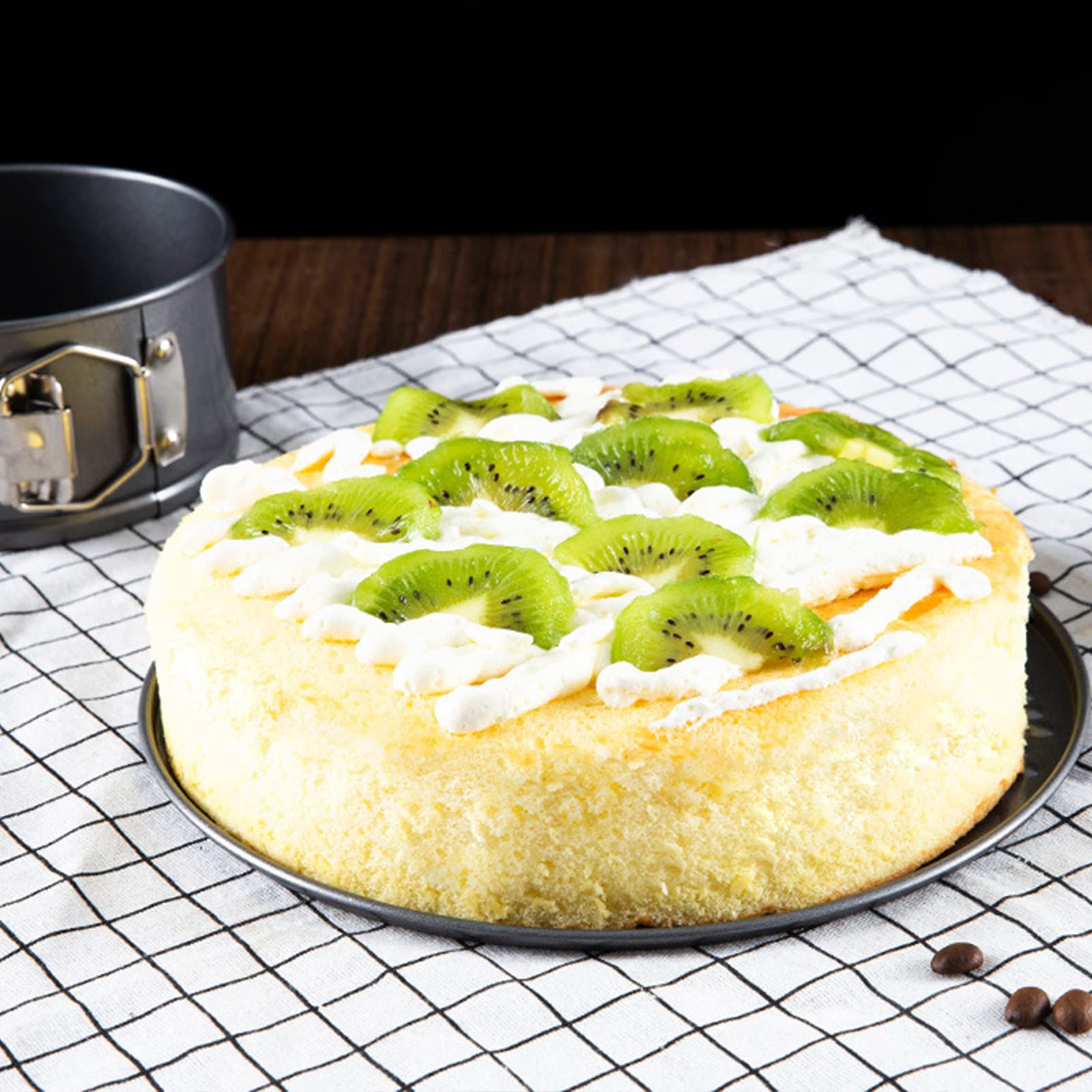Molde para tartas de 3 piezas, de acero al carbono, molde para tarta con forma de corazón, redondo, cuadrado con fondo extraíble para hacer pasteles Pizza (M)