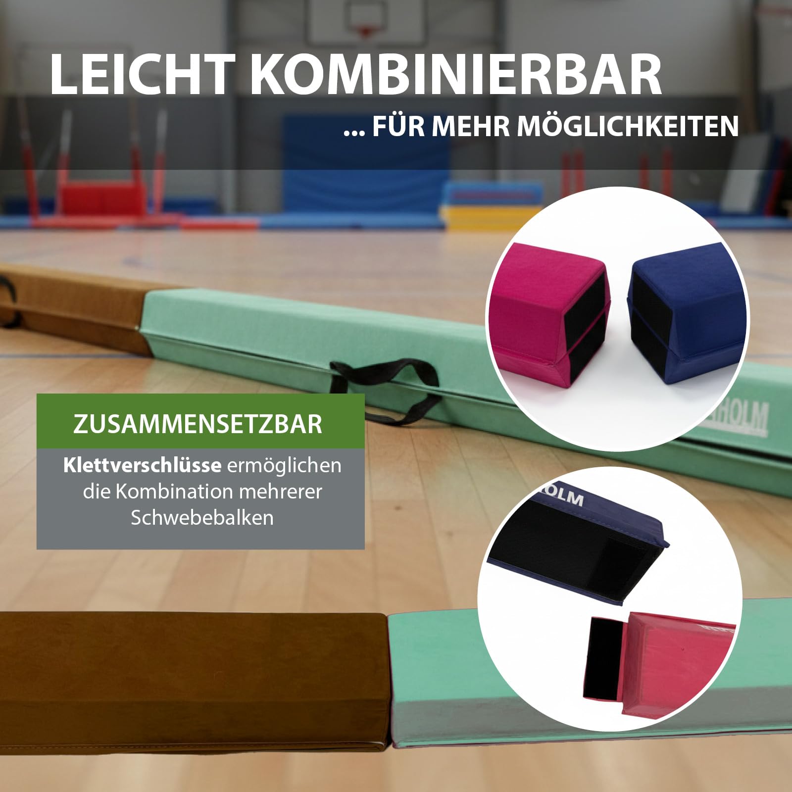 TRUTZHOLM Klappbarer Schwebebalken 210 cm | klappbar auf 105 cm | Eva-Turnbalken mit Vliesbezug inkl. Tragetasche | Balancieren, Turnen für Zuhause