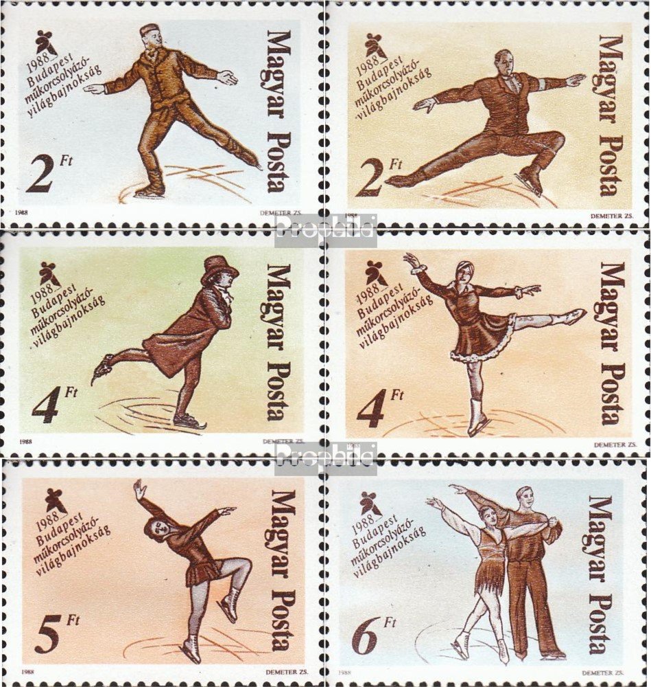 Prophila Briefmarken – Ungarn 1988 Eiskunstlauf-WM, Komplett Postfrisch