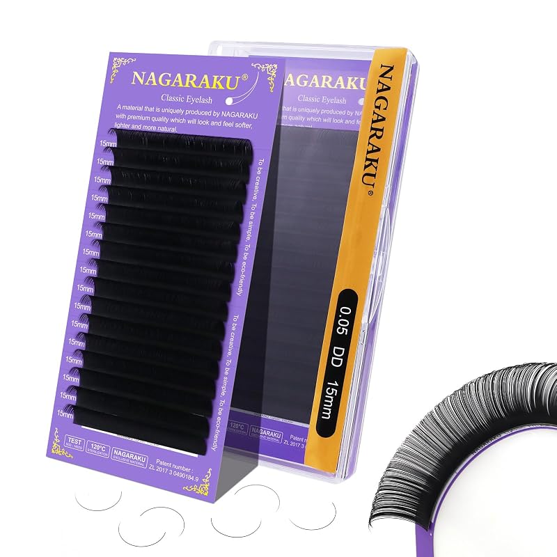 NAGARAKU Cílios Individuais Clássicos 0.05 DD 15 mm para Leques de Volume