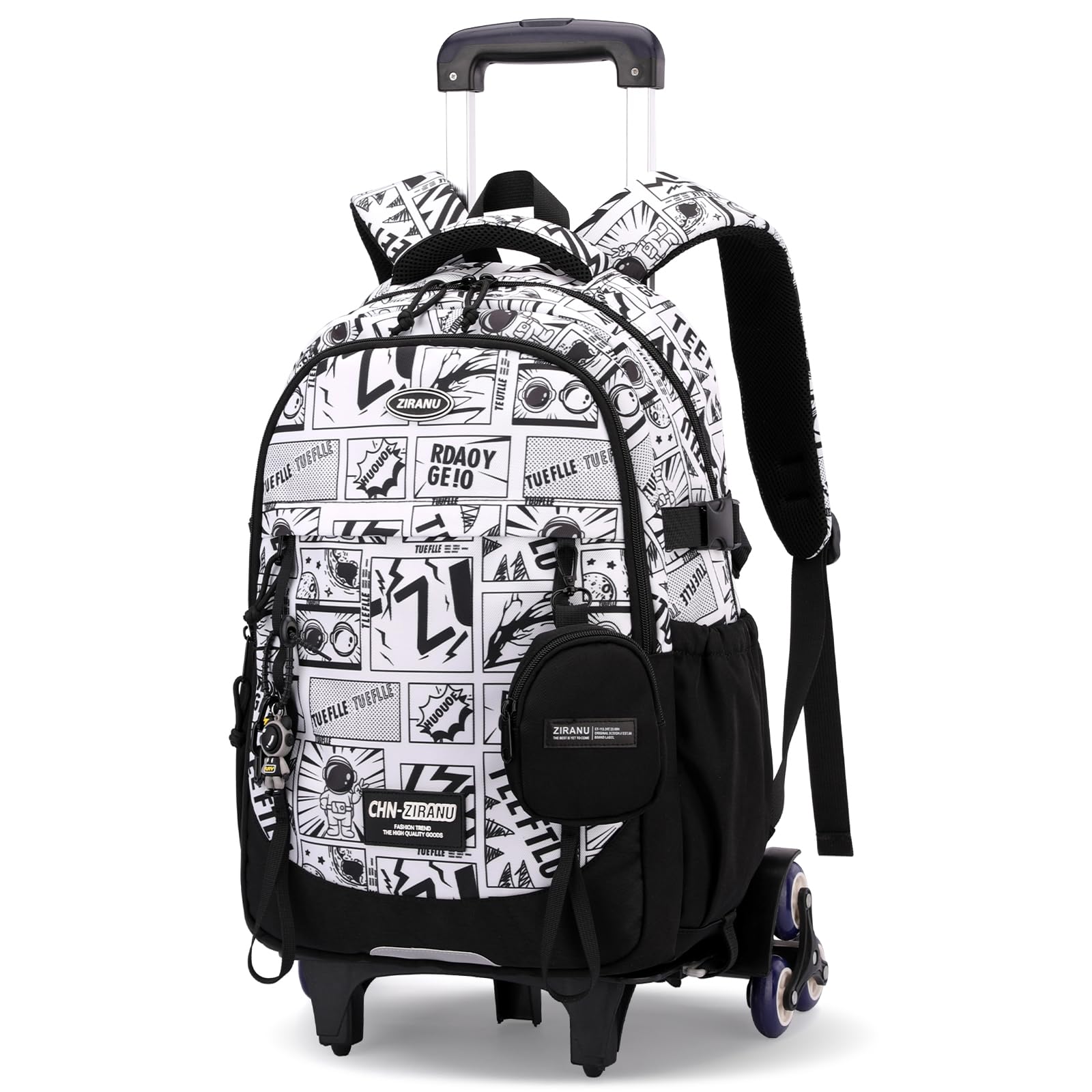 Amythe Zaino Trolley Scuola per Ragazzi, Zaini con Carrello Rimovibile Moda per Ragazzo, Impermeabile, per Laptop 15.6", 6 Ruote per Scuola Media, Superiore e Viaggi