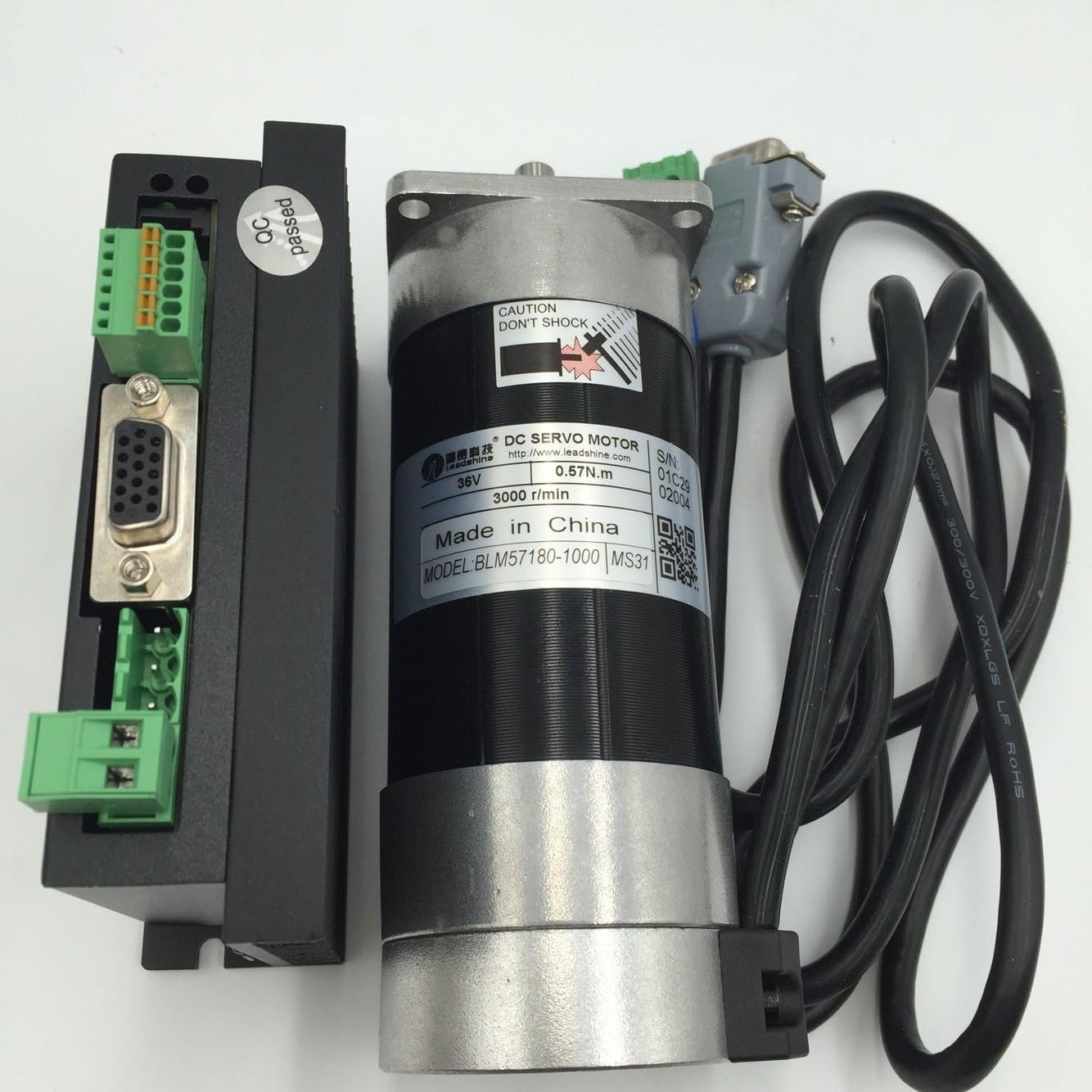 BLM57180-1000+ACS606 180W DC Servo Motor Brushless 0.57Nm 36V Motor & 18~60VDC Motor Driver for CNC Router Machine