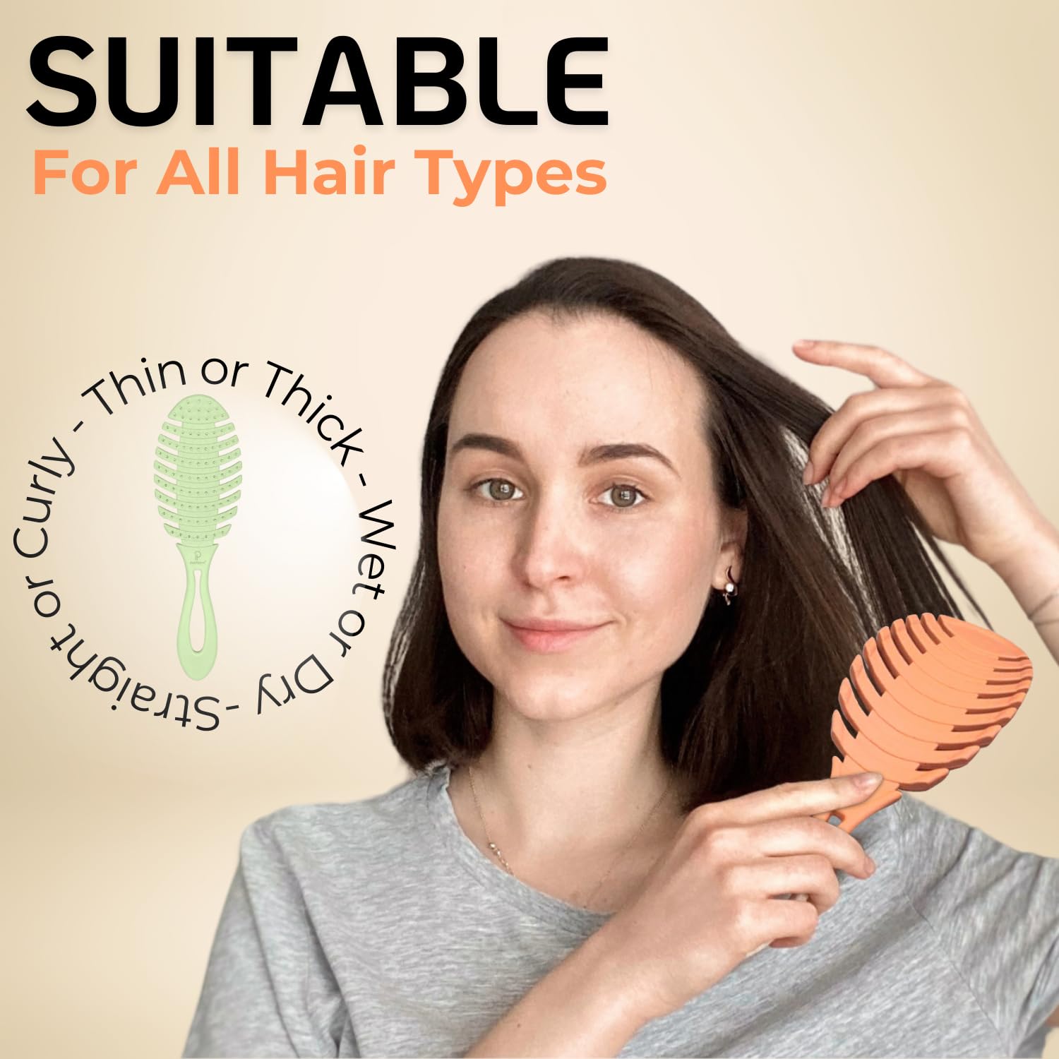 INATEKPRO 2 Pack Detangle Hair Brush Women, Green & Orange - Image 4