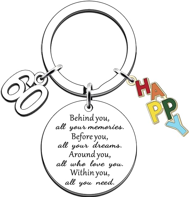 JMIMO 60th Birthday Gifts for Women Men Lovely Happy 60th Birthday Keyring 60th Wedding Anniversary Keyring Gifts for Him Her Husband Wife