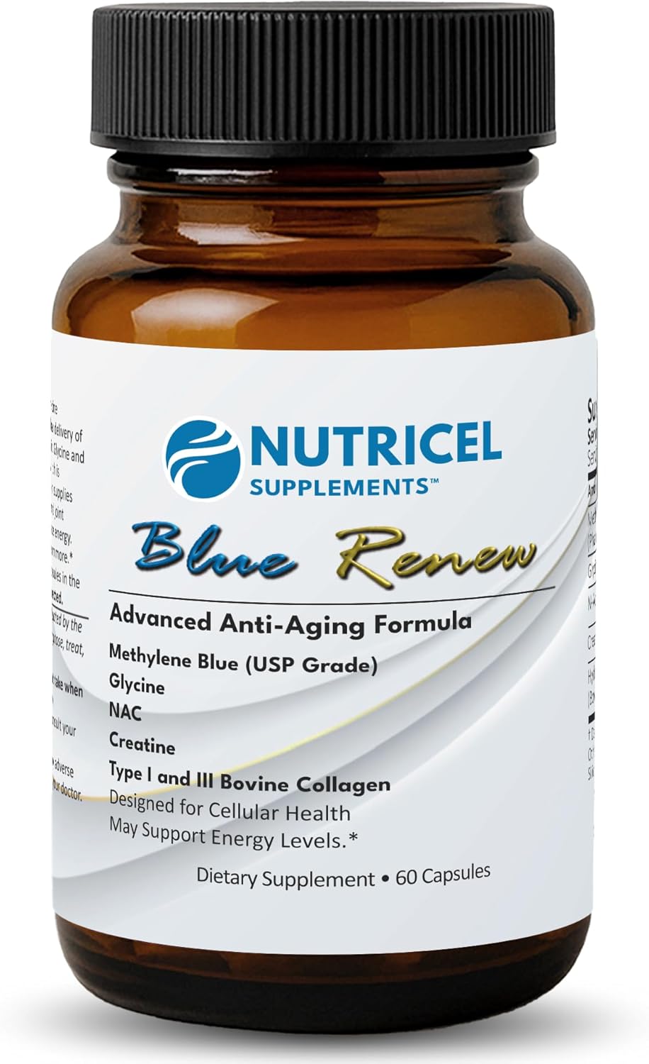 Methylene Blue Pharmaceutical Grade Capsules, with Added Glycine + NAC for Enhanced Antioxidant Activity, Collagen and Creatine for Anti-Aging Support, Youth and Longevity Formula