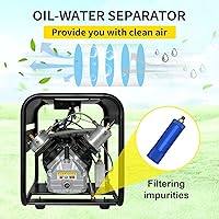 Vista 5 de TUXING Compresor de aire PCP de 4500 psi, coompresor de aire de tanque de buceo, bomba de alta presión de doble cilindro, versión de parada