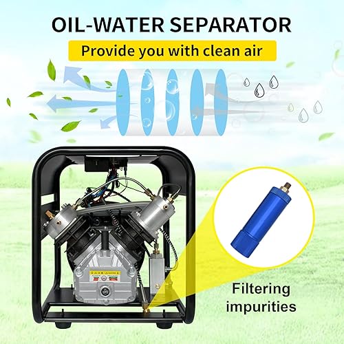 Miniatura 6 de TUXING Compresor de aire PCP de 4500 psi bomba de alta presión de doble cilindro versión de parada automática rifles de aire PCP de llenado tanques