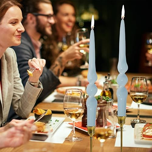 Miniatura 2 de Velas cónicas azules trenzadas sin perfume para boda, fiesta, cena, decoración del hogar