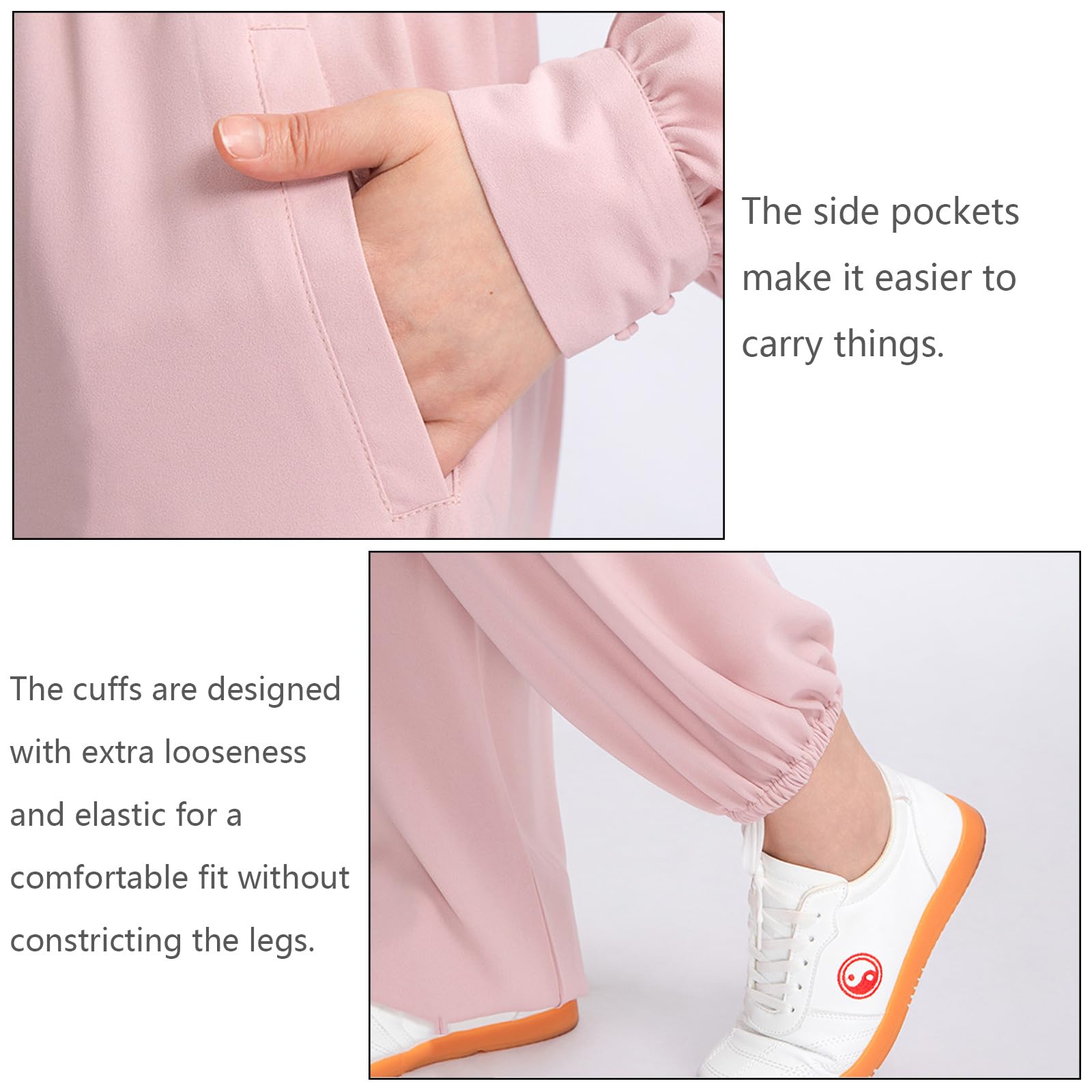 CHUIKUAJ Vêtements de Tai Chi, Ensemble Traditionnel Chinois pour Femmes, Uniforme de Kung Fu à Manches Longues, Tenue de Méditation Zen pour Arts Martiaux (Haut + Pantalon)