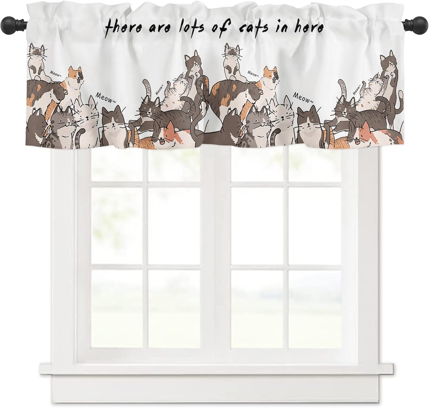 Funny Cute Cat Valances Window Treatment Farmhouse Decor