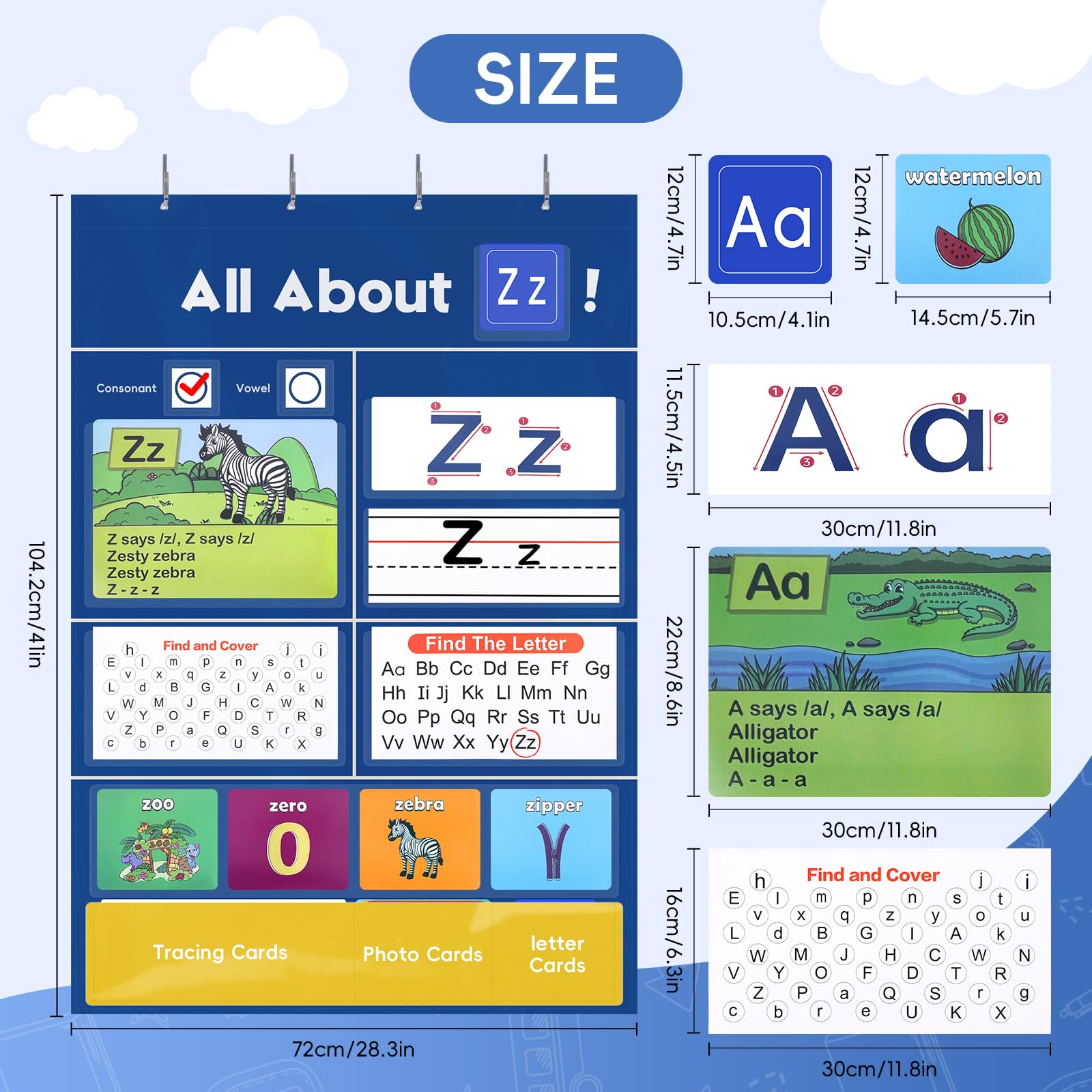 Alphabet-Lerntaschentabelle, Alphabet-Wandtafel, ABC-Karteikarten, Lernmaterial, Handschrift, Übung, Buchstabenverfolgung für Kinder, Vorschule, Kindergarten, Lernaktivitäten, Must-Haves