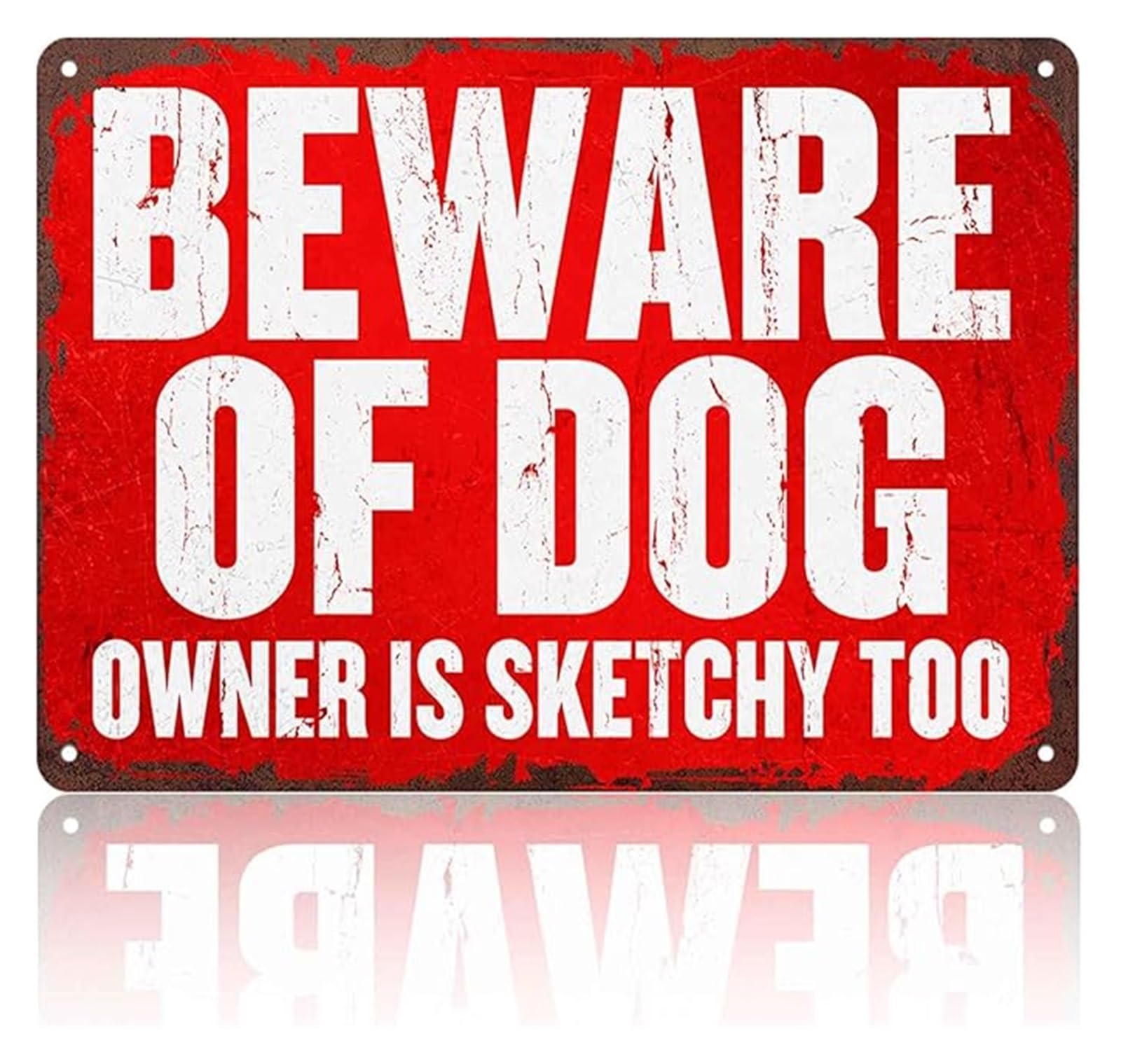 IDGTTLDF Funny Novelty Sign Beware of Dog Owner Humorous Warning Aluminum Metal 8 X 12 in