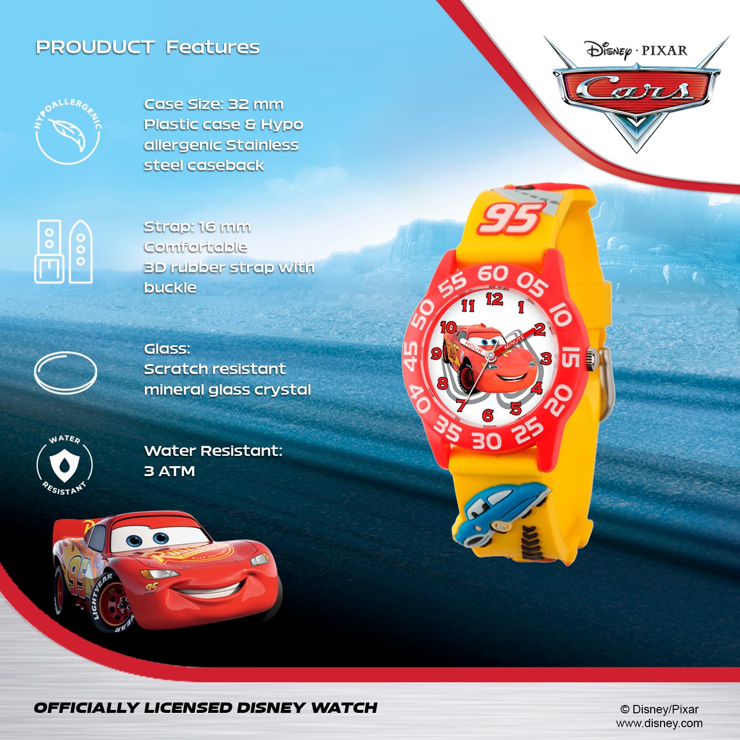 Disney Orologio Analogico al Quarzo Ragazzo con Cinturino in Plastica W001509