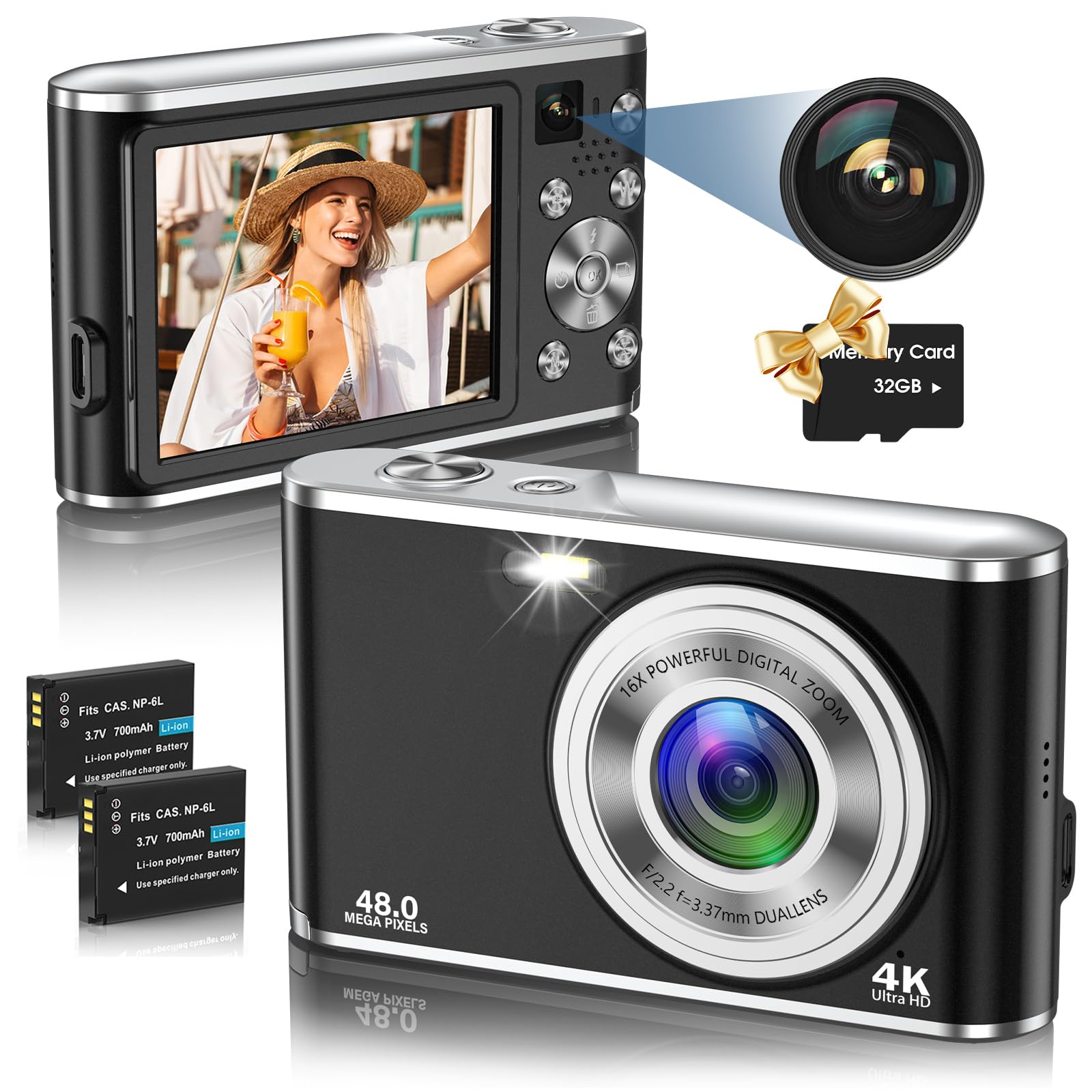 Fotocamera Digitale Bambini FHD 1080P 44MP Con Scheda 32GB – Zoom 16X, Anti Vibrazione, Compatta, Per Ragazzi E Studenti - 2