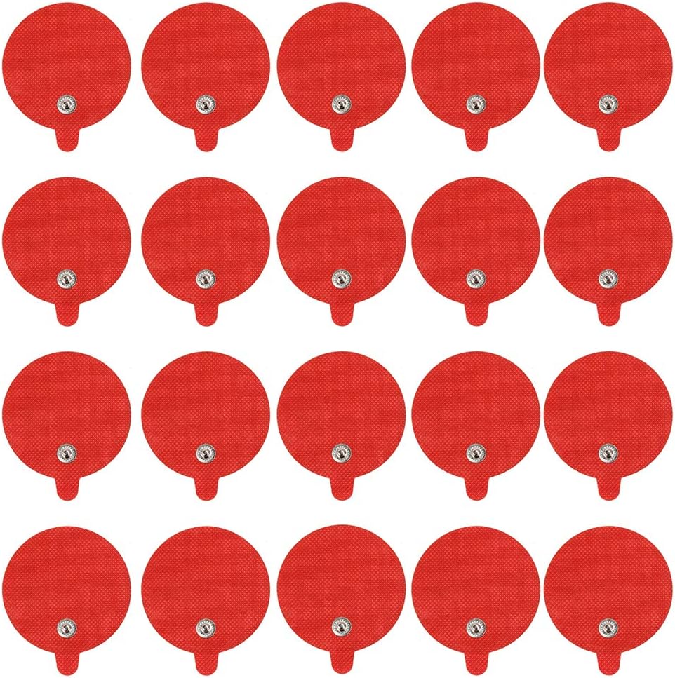 Tens Unit Pads- 2x2-10 Pairs Electrode Pads with Snaps, Latex-Free Tens Pads, Self-Adhesive, Reusable Tens Unit Replacement Pads for Professional Medical Grade EMS Stimulator Machines (Red)
