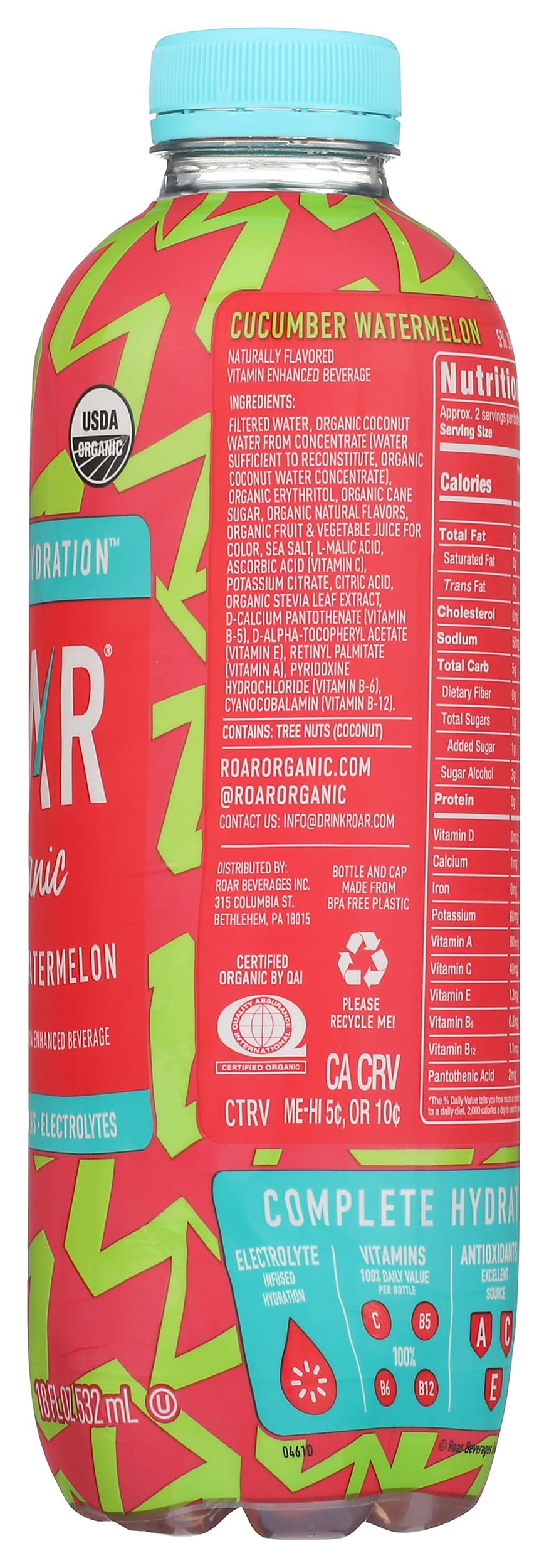 Roar Beverages Cucumber Watermelon Organic, 4.09 oz