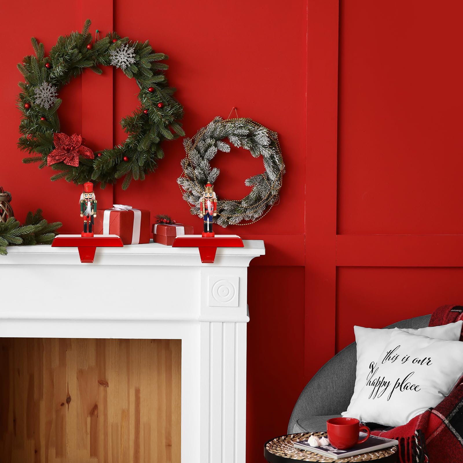 Ceenna 6 Sets Christmas Stocking Holders for Mantle Christmas Xmas Stocking Hooks Hanger Stocking Fireplace Hooks Christmas Decoration Mantle Stocking Hangers for Fireplace Mantle (Nutcracker)