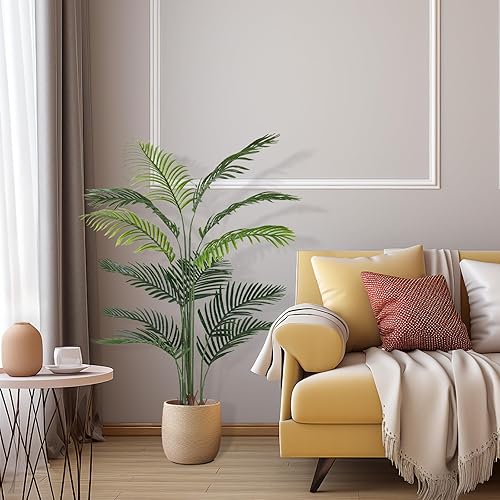 Miniatura 9 de EDIMENS Plantas artificiales de palma areca de 5.25 pies, planta de palma tropical falsa, plantas de Dypsis Lutescens falsas, árbol artificial en