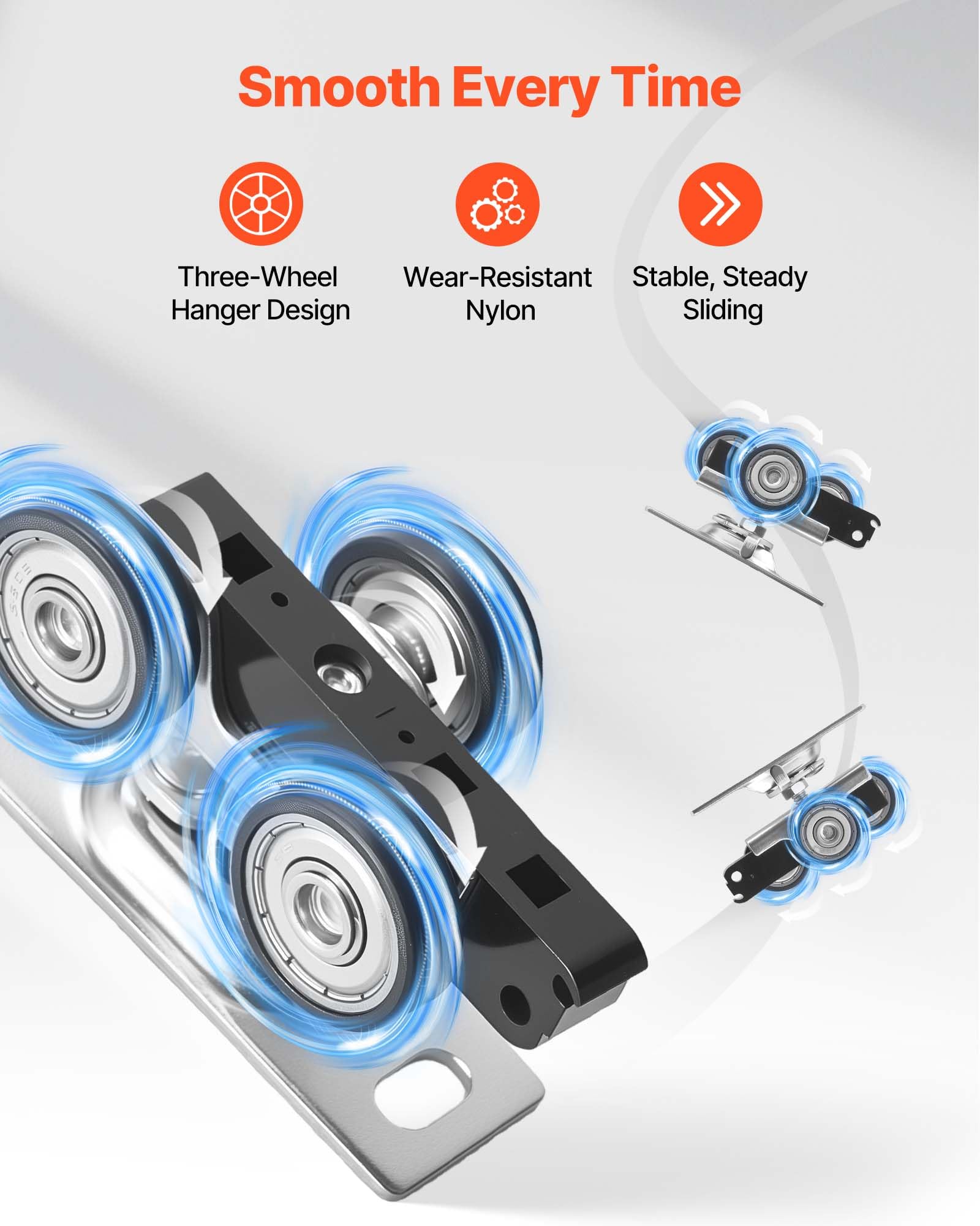 VEVOR Kit Ferramenta per Porta Scorrevole a Doppio Binario in Lega di Alluminio per Porta Doppia Lunghezza 1524mm, Set Ferramenta Guida per Porte a Scomparsa Spessore Compatibile 25-45mm