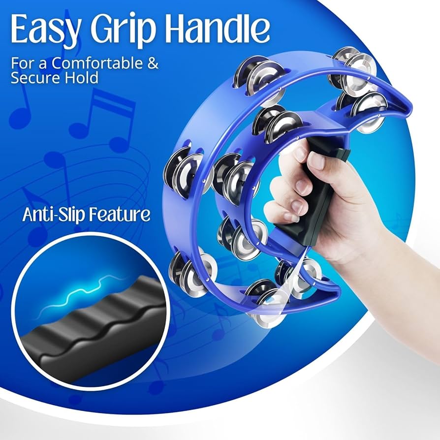 Amazon | Flexzion タンバリン メタル 半月 楽器 2列 メタル