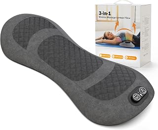 SEEDREAM 3 in 1 Electric Lumbar Support Pillow, Triple Fusion Back Massager | with Heat, Vibration & Traction, Rechargeable Memory Foam Lower Back Massager for Bed, Office, Chair & Car