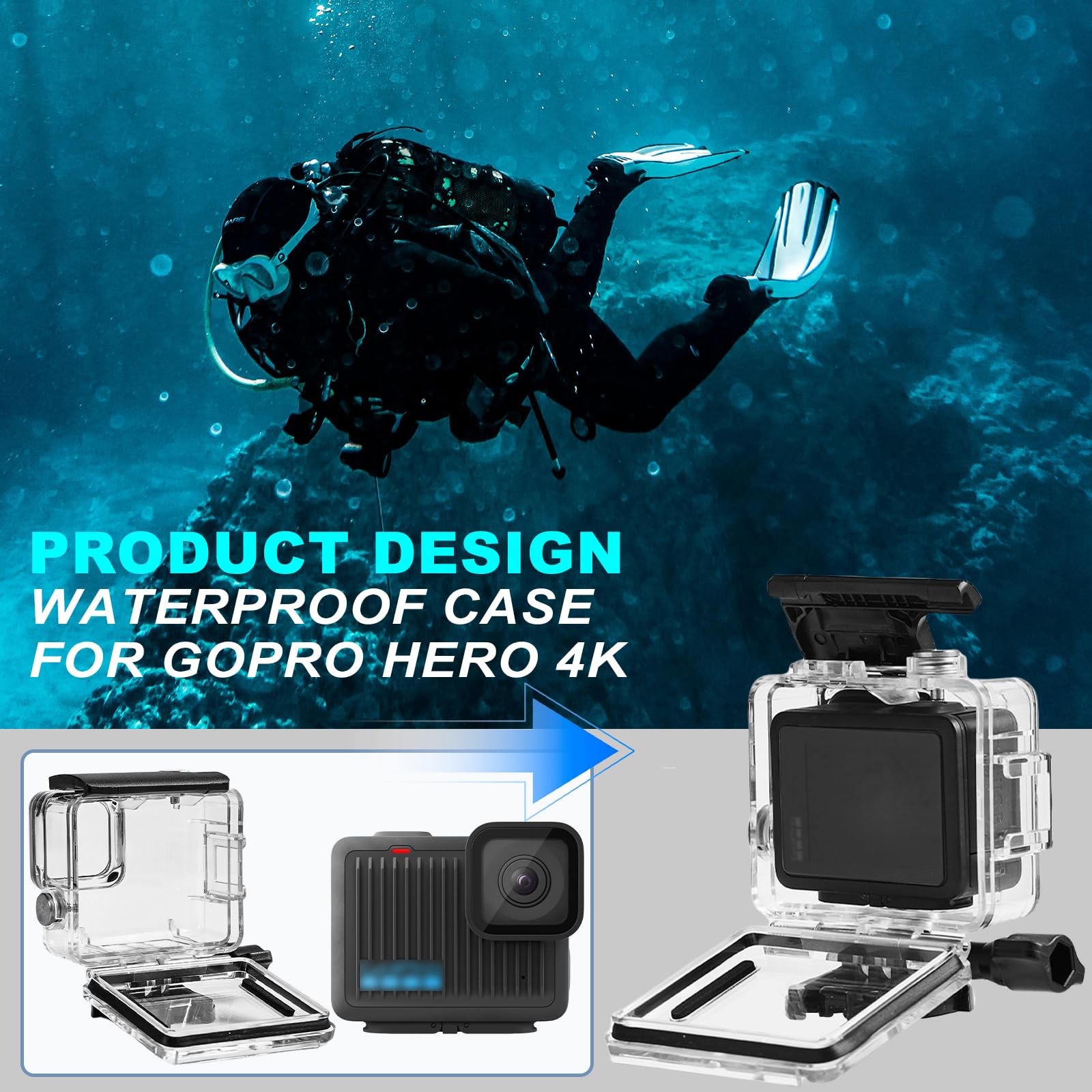 Best GoPro 13 Waterproof Case For GoPro Hero 4K - 196FT/60M Dive ...