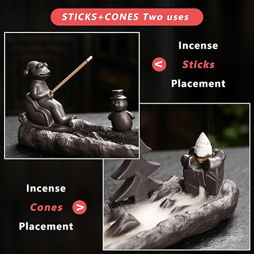 Miniatura 3 de ChangWanna Quemador de incienso de rana de Navidad, soporte de incienso de Navidad, colector de cenizas, soporte de incienso de conos de cerámica,