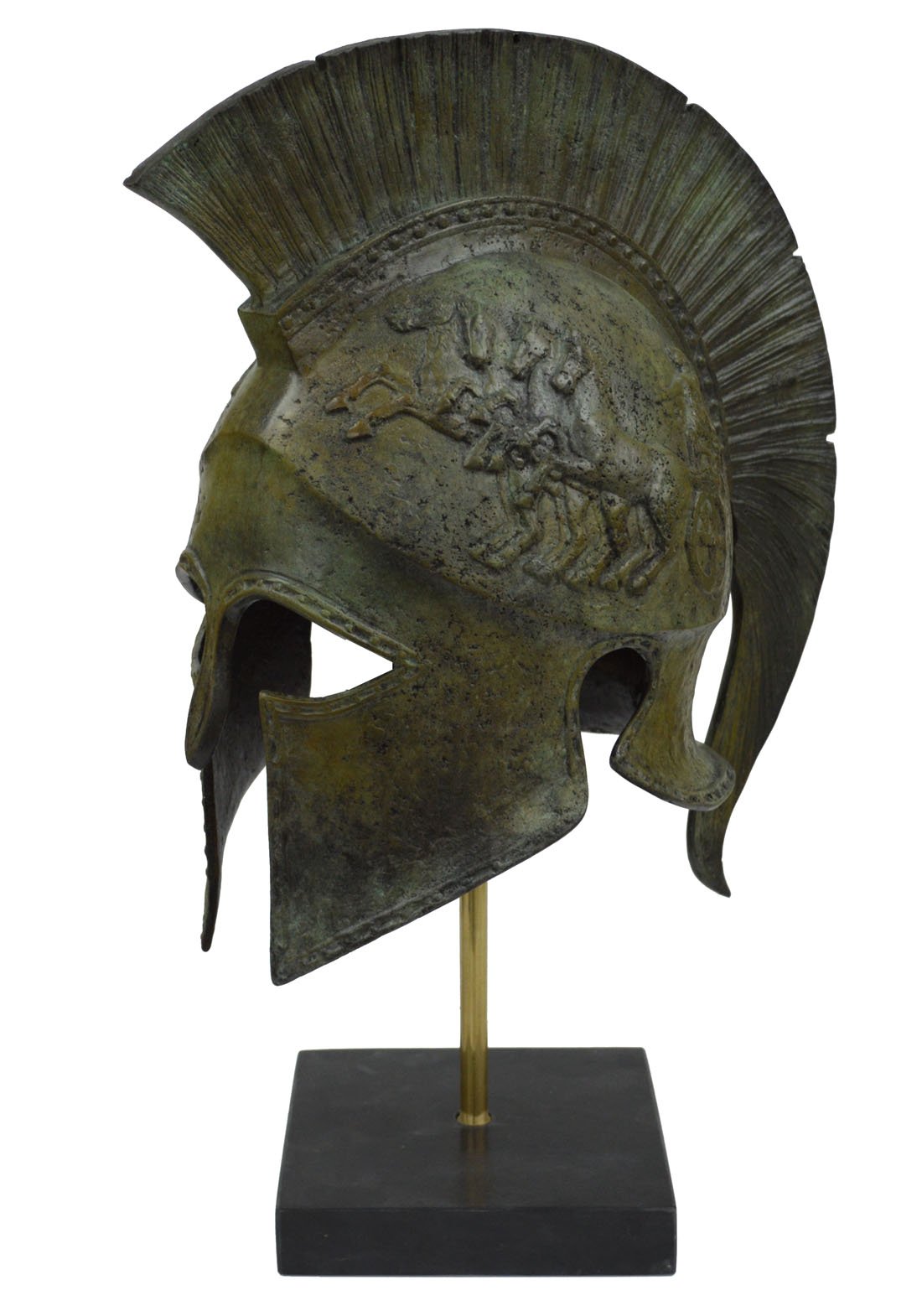 Talos Artifacts Corinthian Solid Bronze Helmet with Chariot - Ancient Spartan Athenian Armor