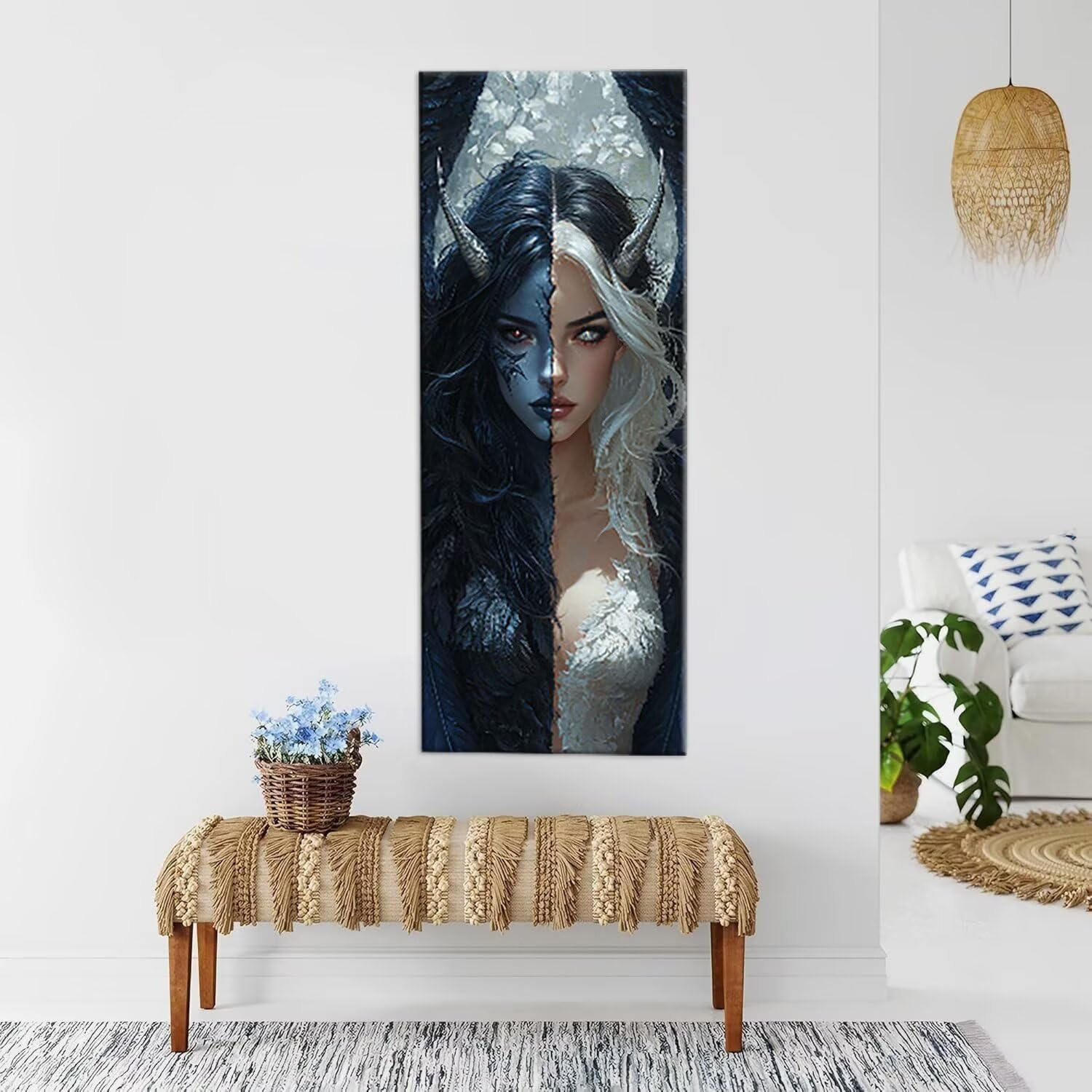 Hyupuanj 5D DIY diamentowy zestaw do malowania, demoniczna diamentowe malowanie, DIY kryształ diamentowy obraz dla dorosłych, diamentowe malowanie dorosłych, dekoracja ścienna do domu 90 x 180