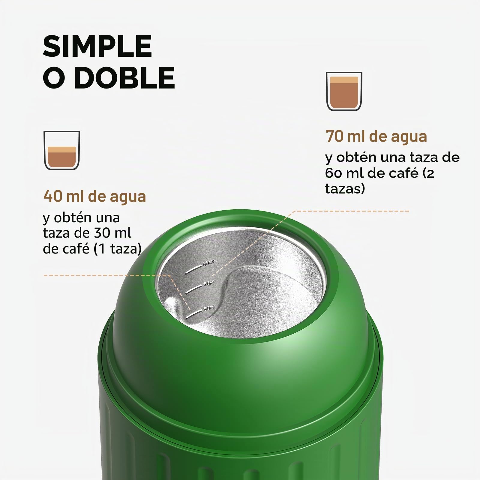 Máquina de espresso portátil, recargable, eléctrica, 12 V, calentamiento con un clic, máquina de café automática, compatible con cápsulas NS y café molido para camping, viajes, hogar (Verde)